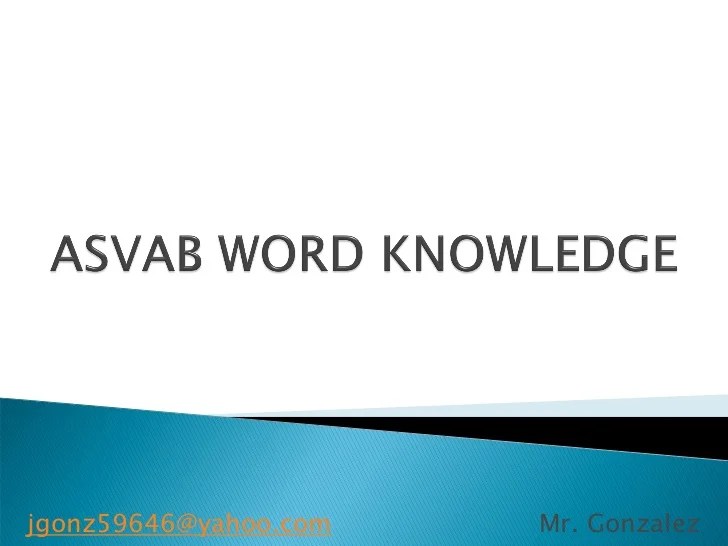 Word knowledge on the asvab