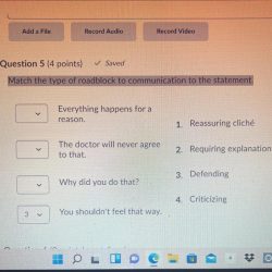 Match the type of roadblock to communication to the statement