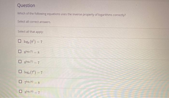 Select all that apply. which equations are correct