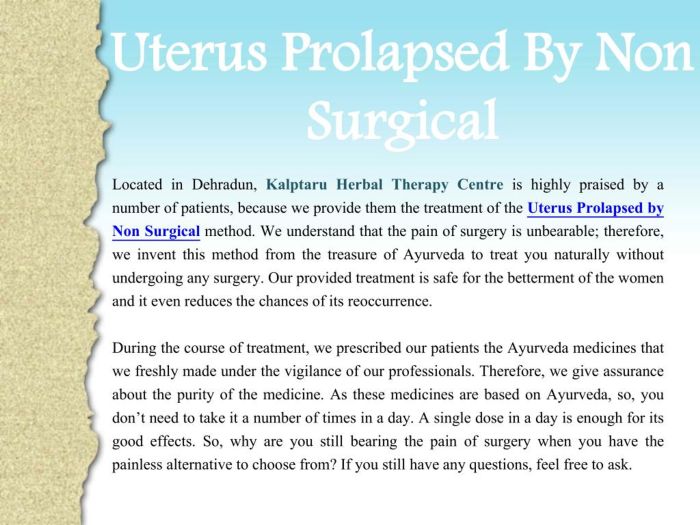 A surgical fixation of a prolapsed uterus is charted as